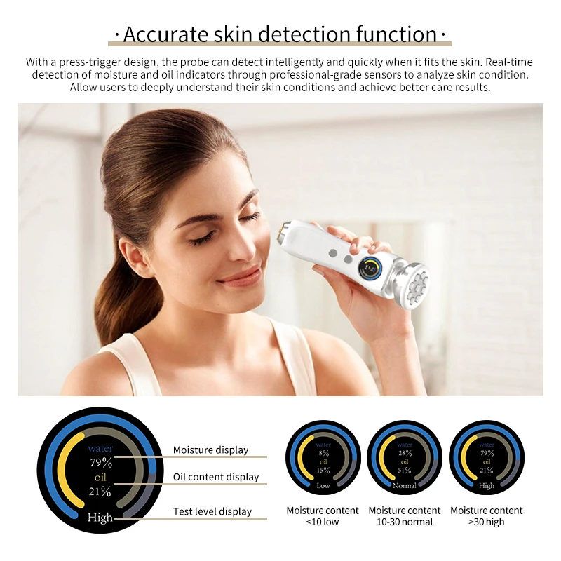 2-In-1 Rechargeable 3 Color Red Light Therapy Skin Care & Analysis Machine Facial Oil Moisture Home Use Skin Analyzer Scanner
