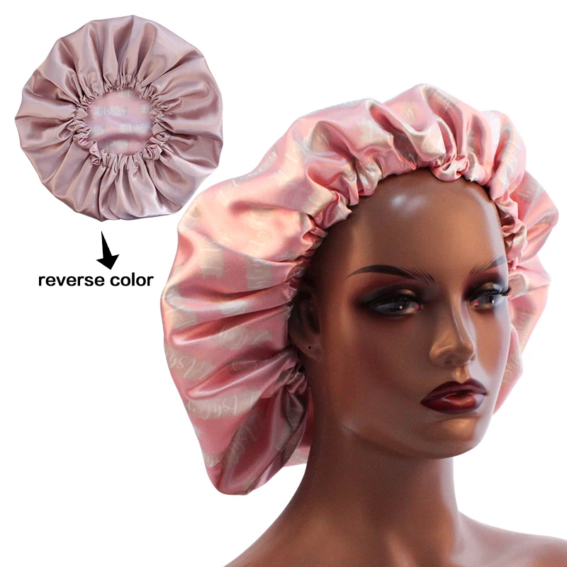 silk bonnet with custom logo edge scarf and hair satin bonnet