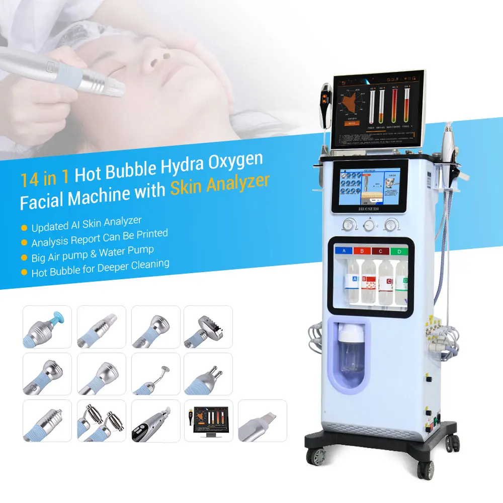 AI skin analyzer hydra microdermabrasion facial machine with HD camera professional skin management machine