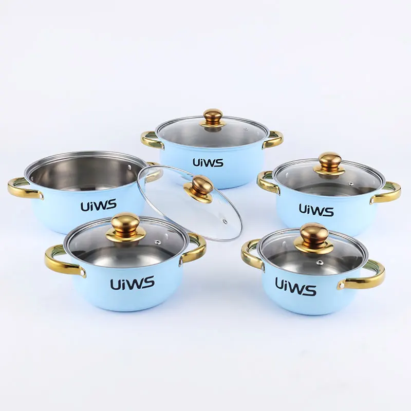 OEM 10pcs Cooking Pot Kitchenware Stainless Steel Casserole  Cookware Set Cooking Pot And Pans Set