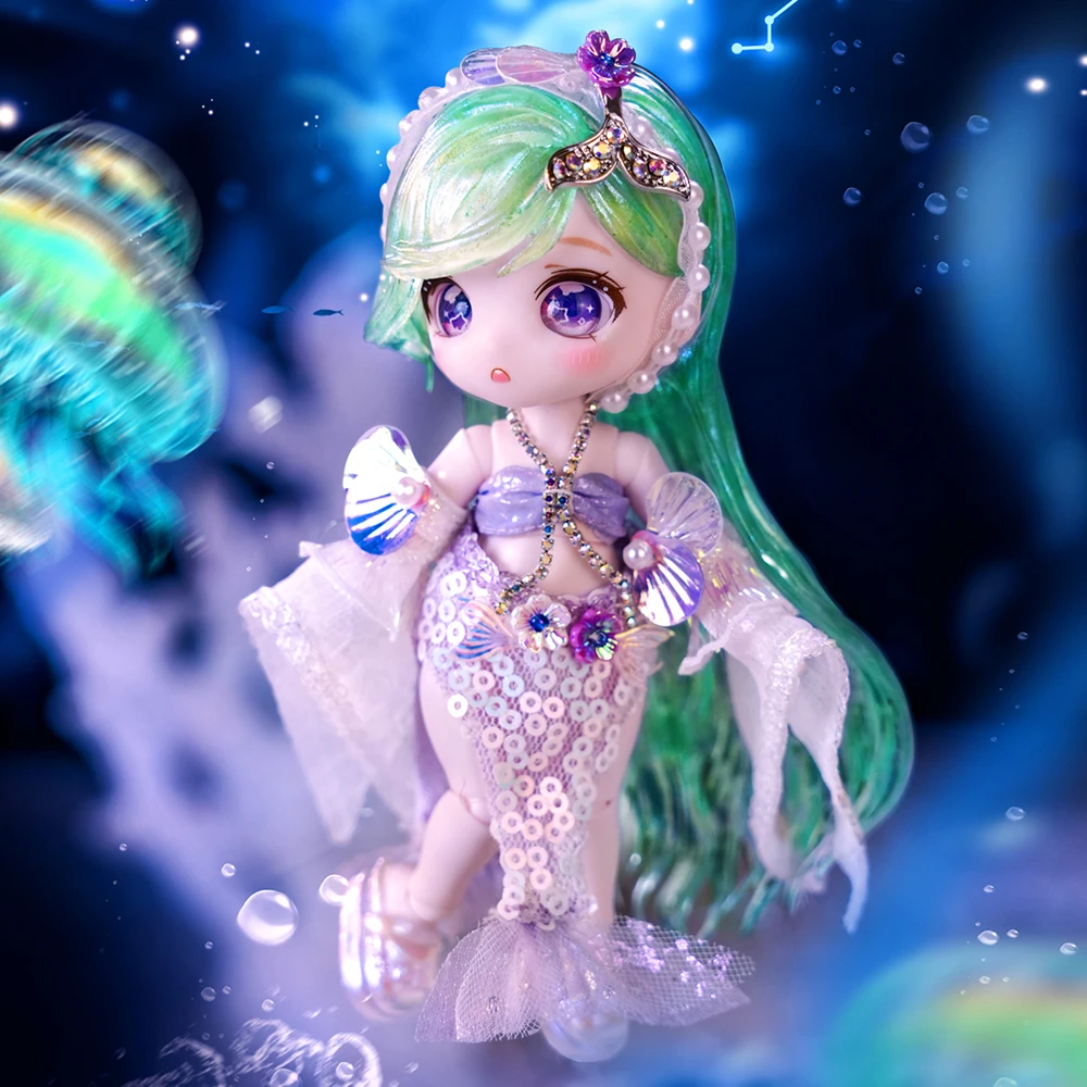 DBS ABS Material 13 cm mini bjd dolls 35 ball jointed dolls changeable eyeballs wigs for kids diy toys