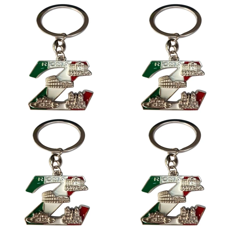 Enamel Letter M N O P Charms Keychain Roma Souvenir Wholesale Engraved Souvenir Metal Keychains