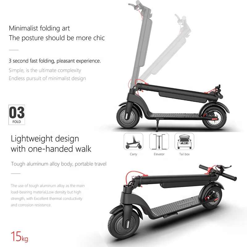 Folding e-scooter eu us warehouse Electric Scooters 36v 350w Fast delivery X8 10inch 10Ah motorcycles e scooter