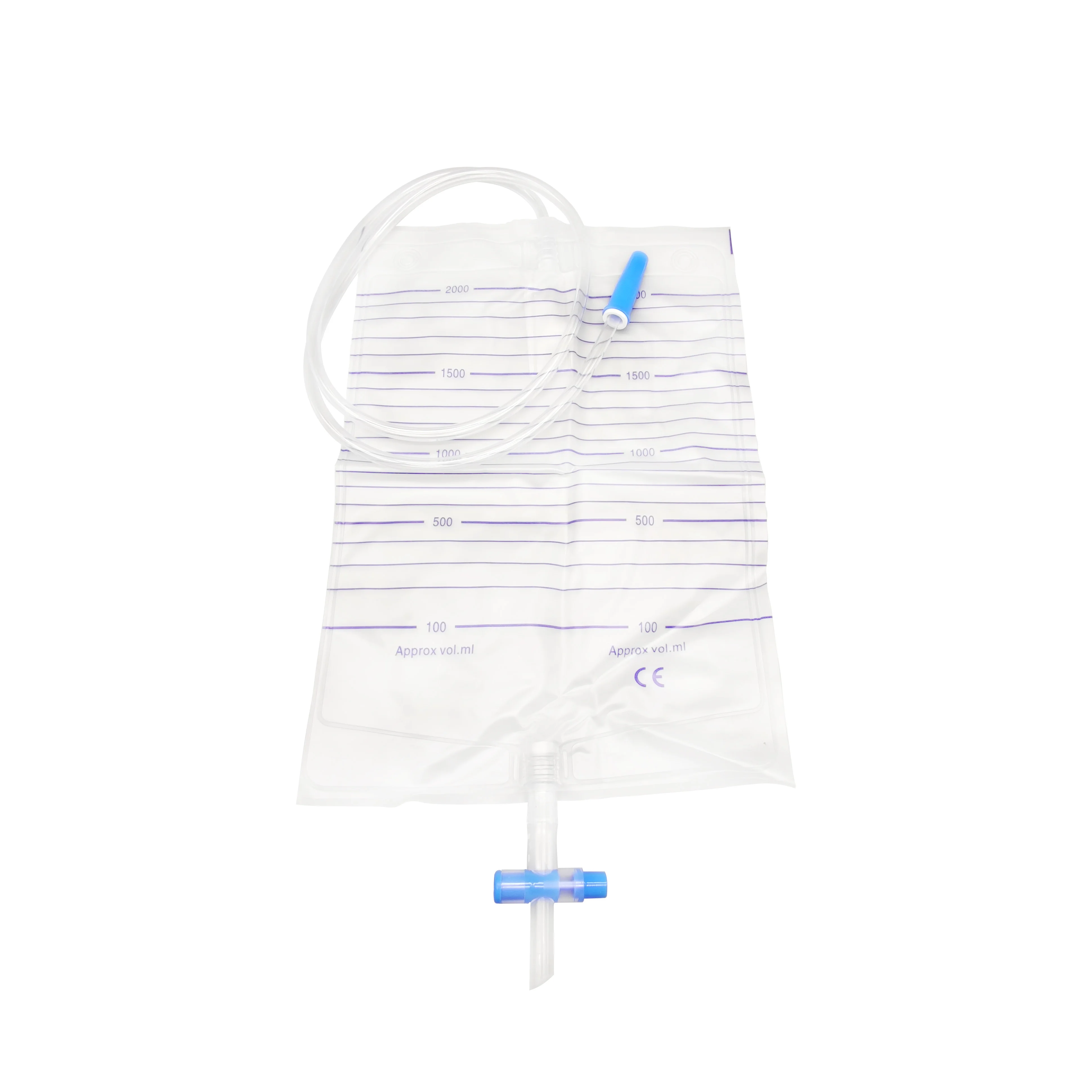 CE ISO Approved Hospital Level Adult Urine Meter Drainage Bag EO Sterilized Hospital Use 1000ml Urine Drainage Bag