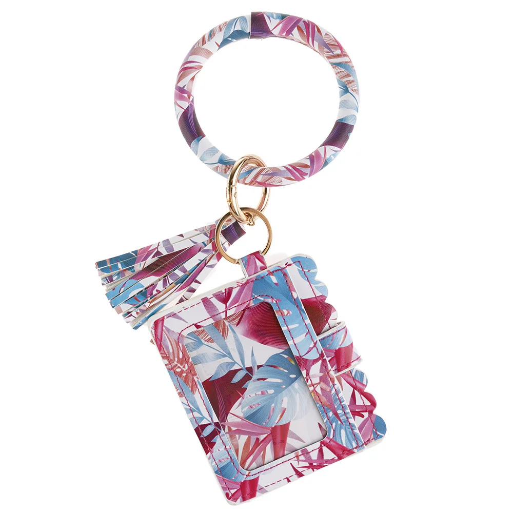 Wholesale Ladies PU Leather Key Chain Tassel Wristlet Card Holder Wallet And Purses Women ID Holder Clutch Bracelets Bag