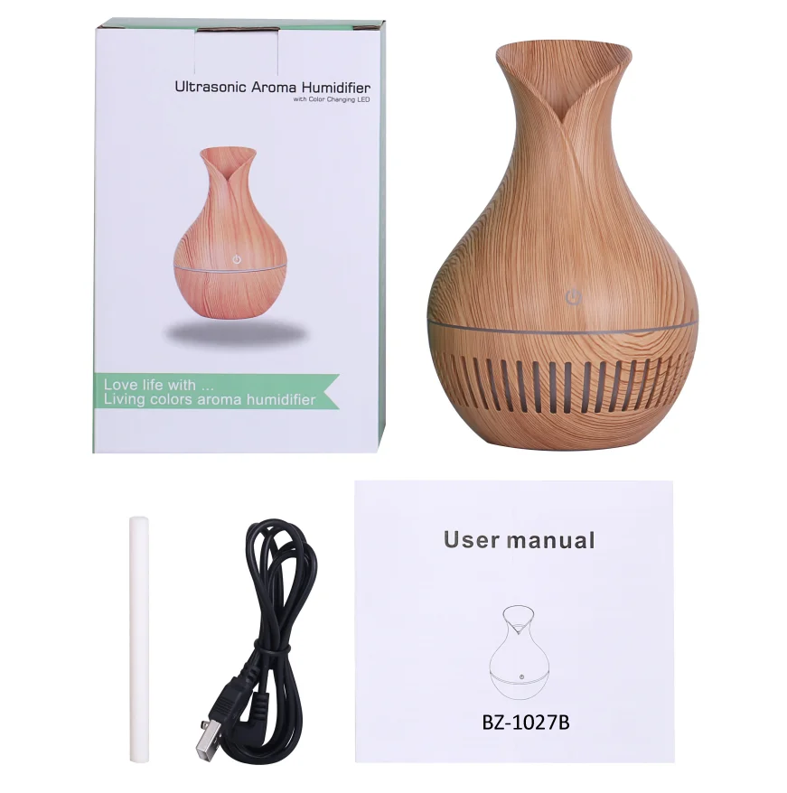 New fashion130ml Wood Grain Micro porous car color changing LED light USB air stick Humidifier