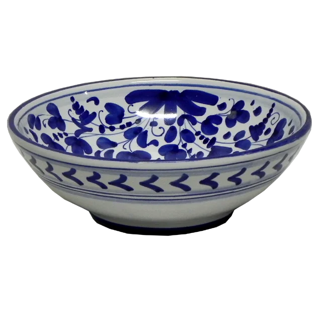 20CM / 7.8IN CERAMIC ROUND BOWL WITH BLU BIRD DESIGN HANDMADE IN ITALY