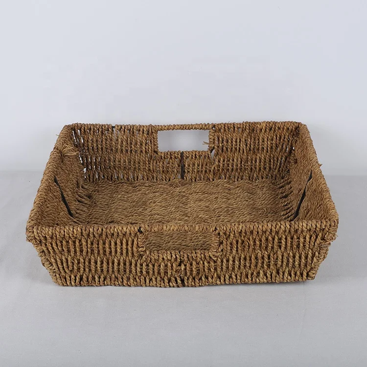 Cheap wholesale seagrass baskets woven basket storage straw rope woven basket