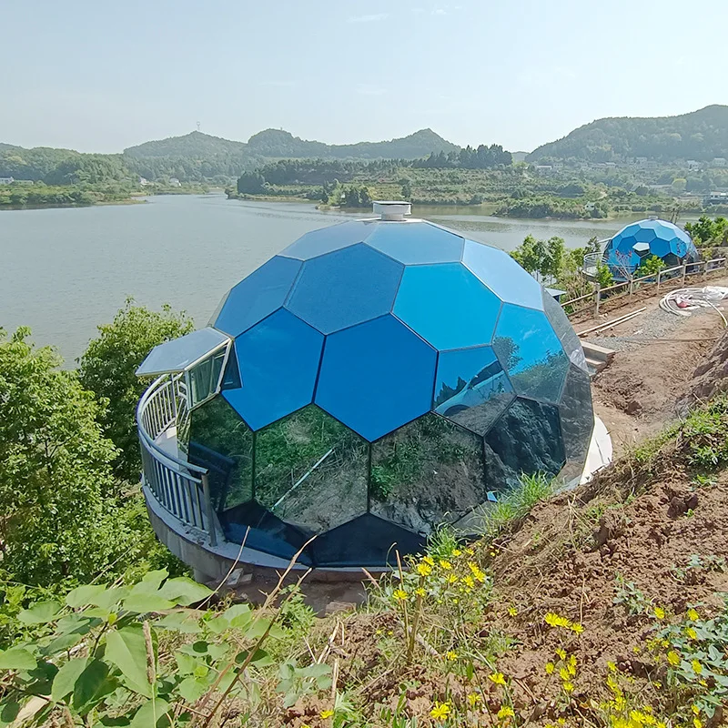 Снегостойкая уличная кемпинговая гексагональная рама из алюминиевого сплава зимняя иглу Дом Курортный отель на заказ геодезическая стеклянная купольная палатка