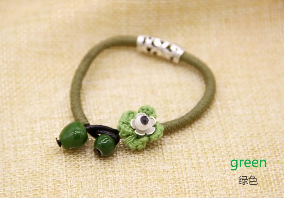 Ethnic Style Love Woven Flower Fashion Bracelet Female elbow ceramic loose bead jewelry wholesale