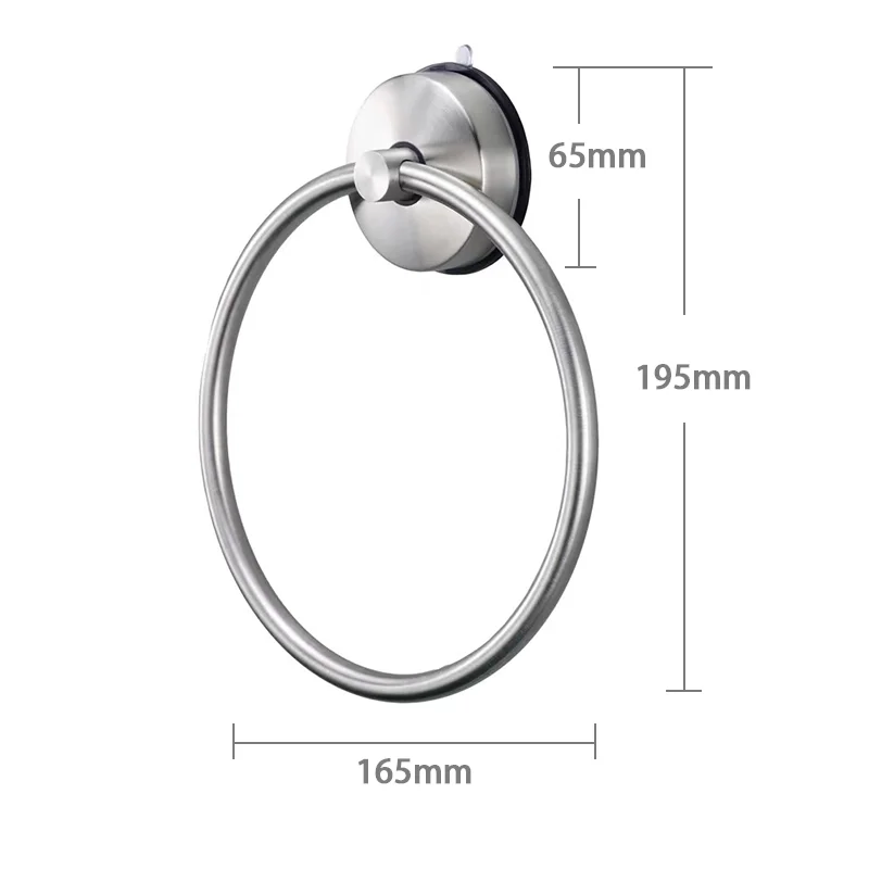 Bathroom 304 Stainless Steel Removable No Drilling Vacuum Suction Cup Towel Ring Towel Hanger Rack Holders