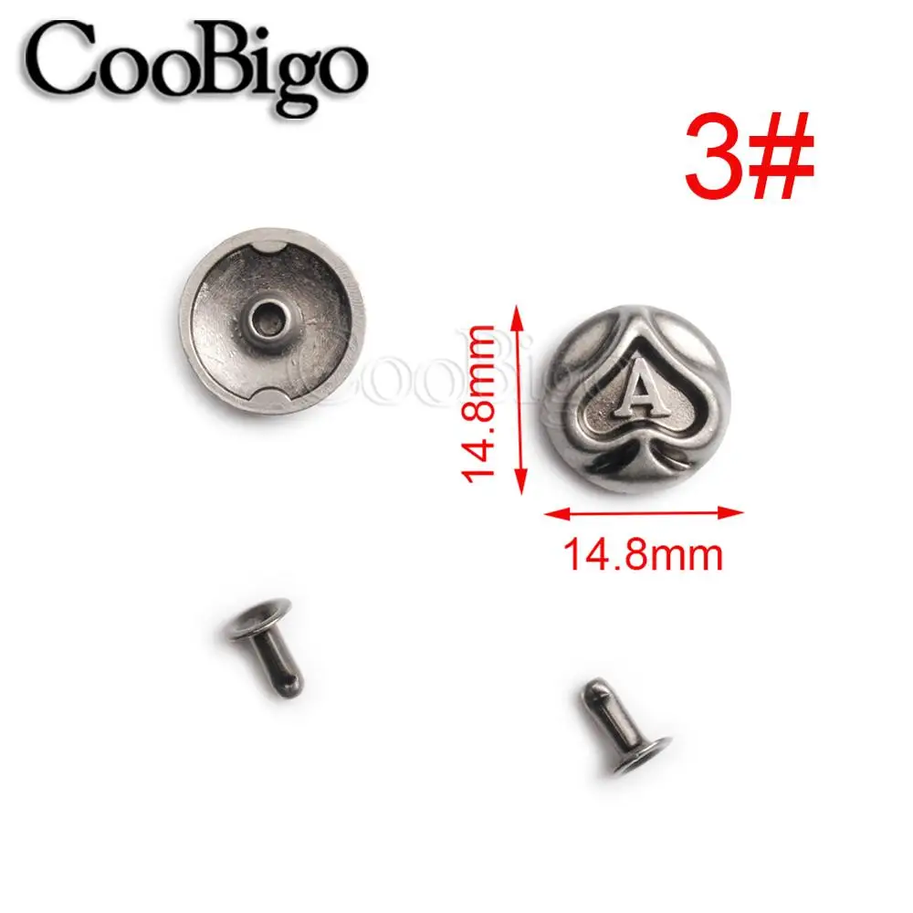 100 sets/Pack Pewter Studs Rivet Spikes Punk Rock Garment Shoe Bag Pets Collar Leather Craft Parts Rose Flame Snowflake #GZ112