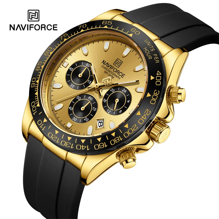 Navifforce 8054 GGB новый дизайн спортивные деловые кварцевые часы с хронографом мужские наручные логотипом OEM Заводская 2024