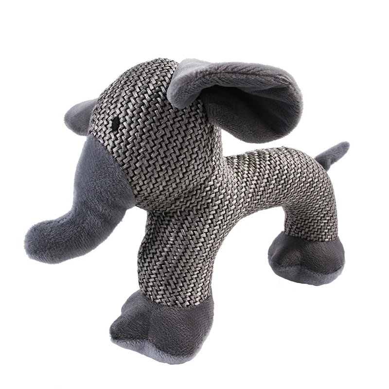 Hot Sale Short Plush Linen With Sound Elephant Sheep Monke Chewing To Training Teeth Pet Plush Toys For Dogs Cats Biting Playing