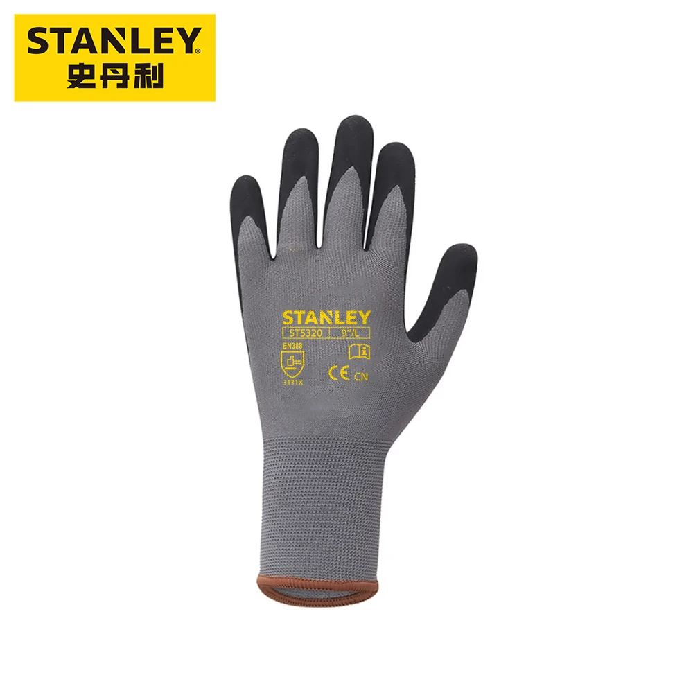 Safety Gloves Comfortable 15 Gauge Grey Polyester Nitrile Scrub Handling Anti-slip Wear Protective Gloves Work Breathable