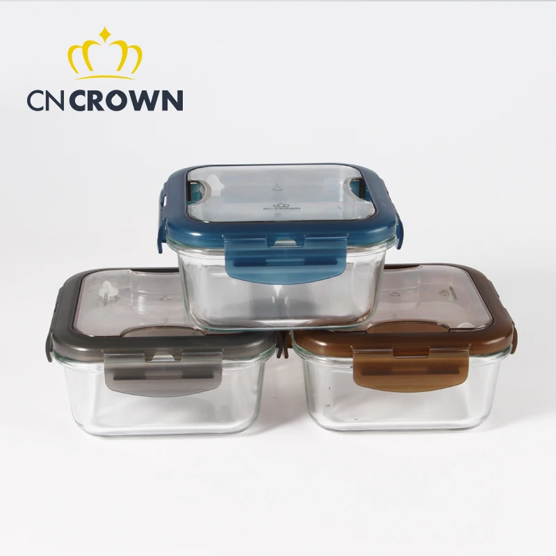Wholesale tiffin bento lunch box and thermos glass bento box with plastic lid space kitchen food containers glass set