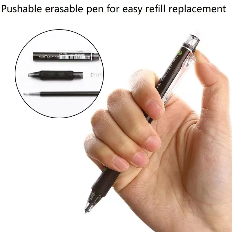 Cartoon Button Erasable Pen Suitable for Primary School Students Gel 0.5mm Black and Blue Office Supplies