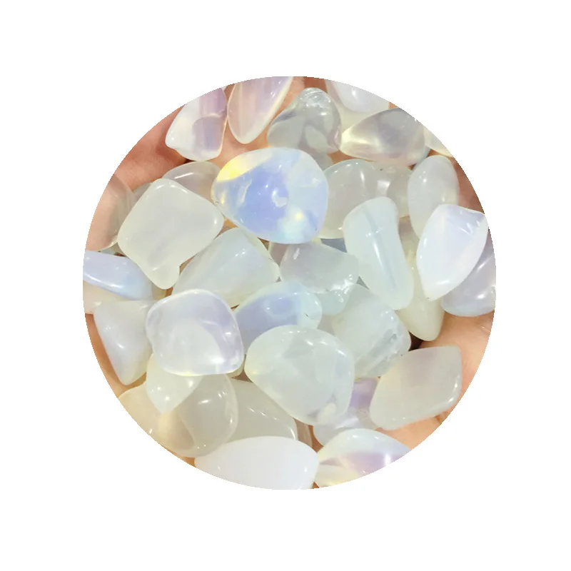 
Factory Price Healing 0.8-1.5CM White Opal Gravel Tumbled Pebble Opalescent Crystal Macadam For Sale 