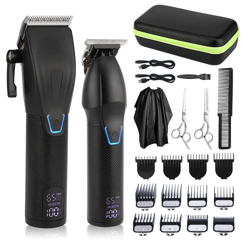 New USB Hair Cutter Set Storage Bag Cordless Hair Trimmers Barber Hair Cutter LCD Stainless Blade Clippers Vintage Salon Machine