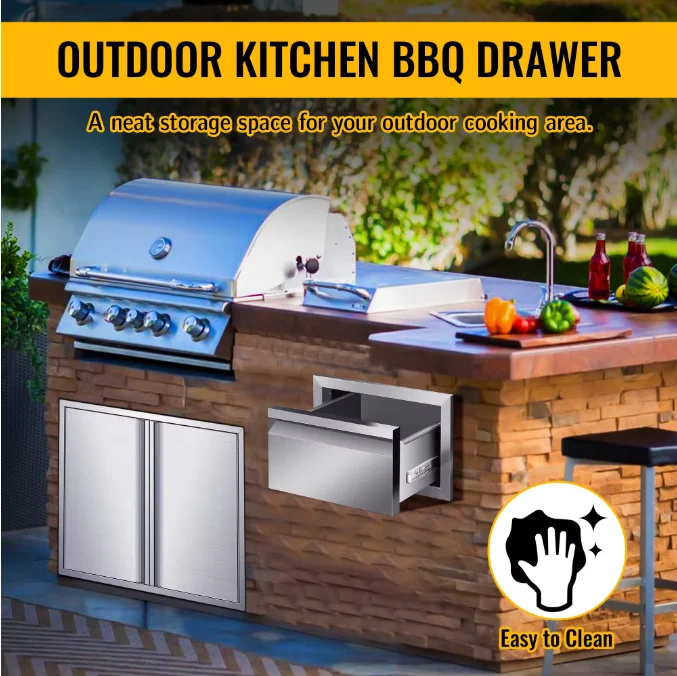 Outdoor Kitchen Stainless Steel Outdoor Bbq Kitchen Drawer Channel Single Drawer With Drawers for Kitchens