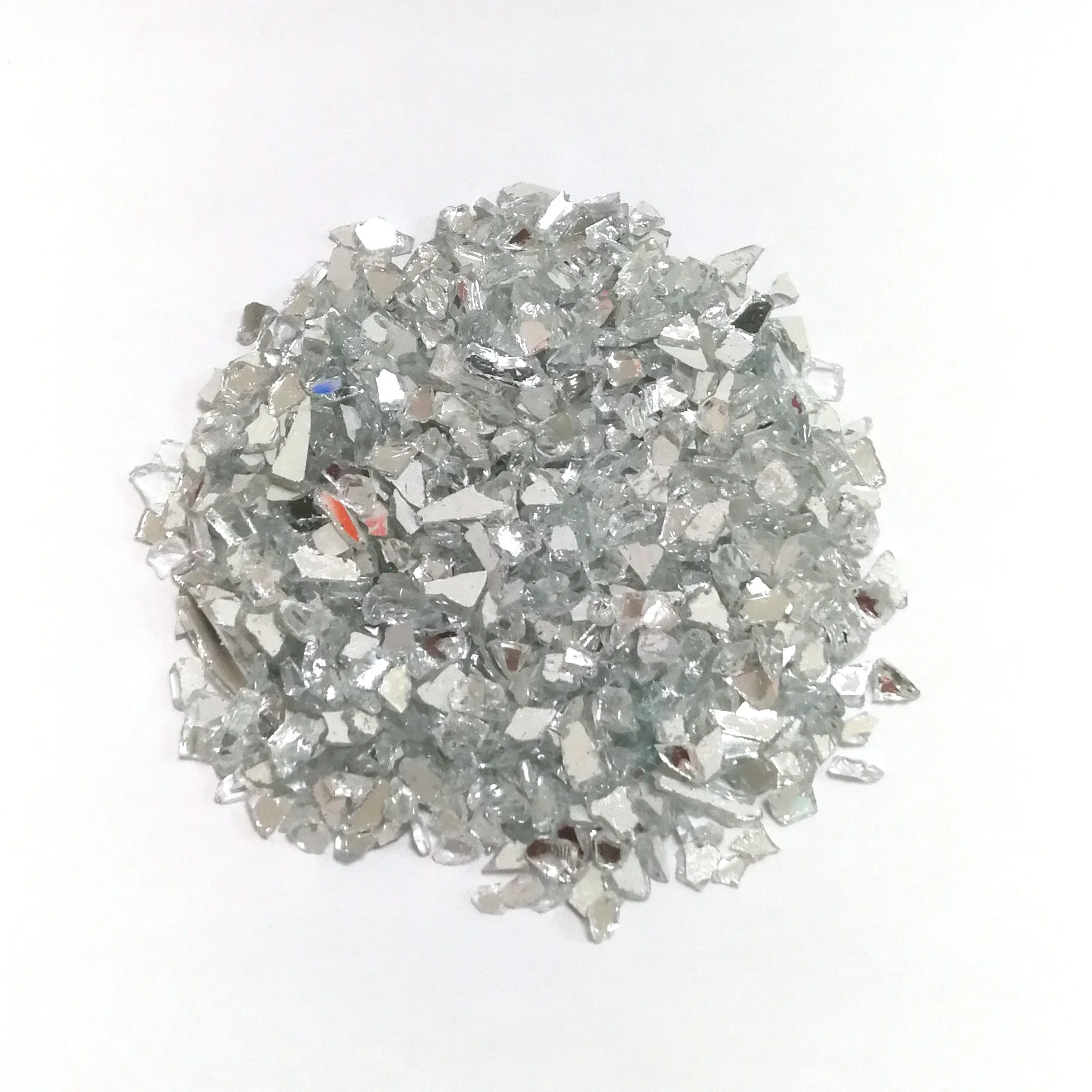 Clear crushed glass broken mirror glass