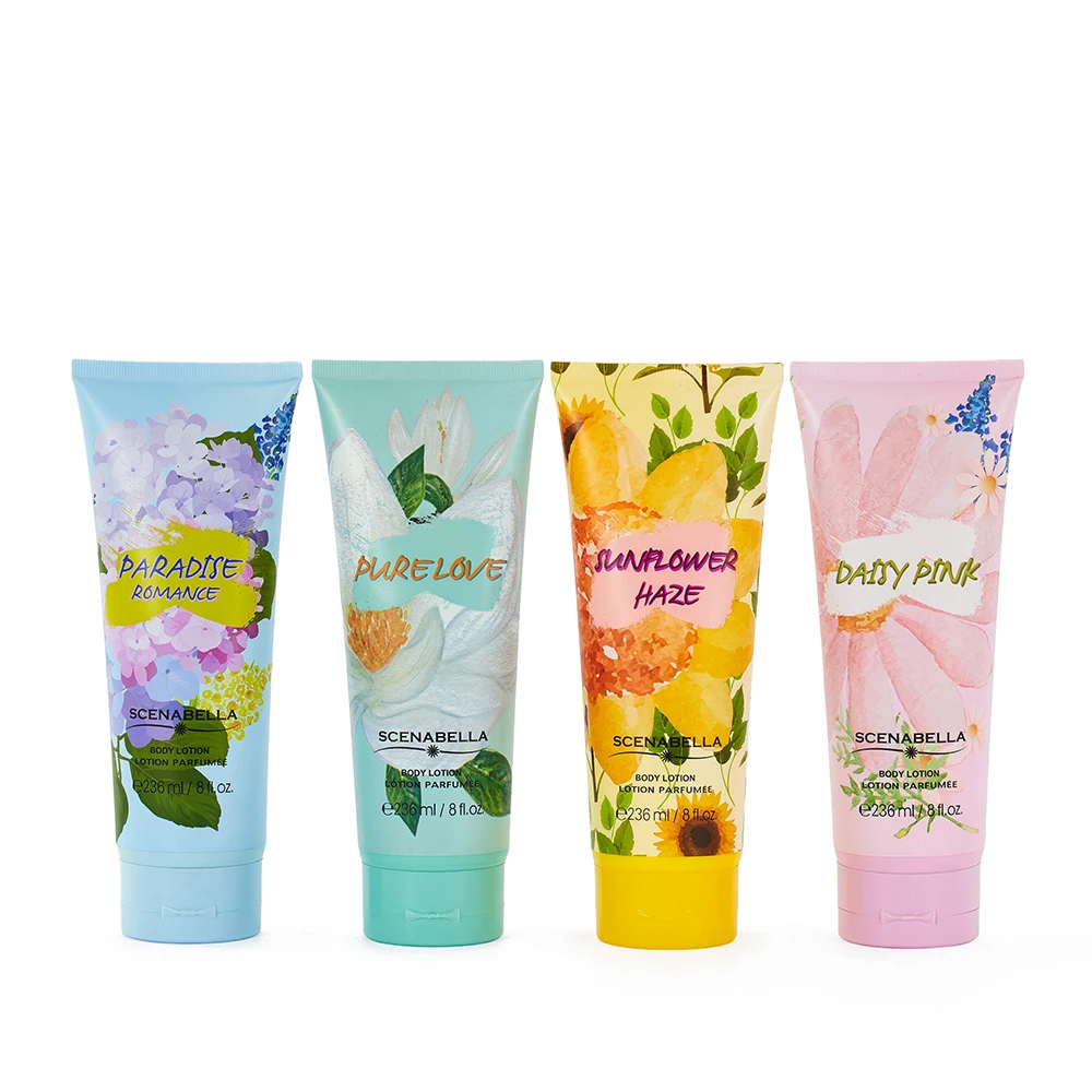 Wholesale High Quality 236ml Long Lasting Perfume  Body Lotion 4 different Floral Fragrance Body Cream