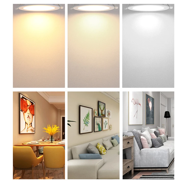 Recessed Round Led Manufactures 3w 6w 9w 12w 15w 18w 24w Luminous White Acrylic Body Lamp Warm Office Led Panel Light