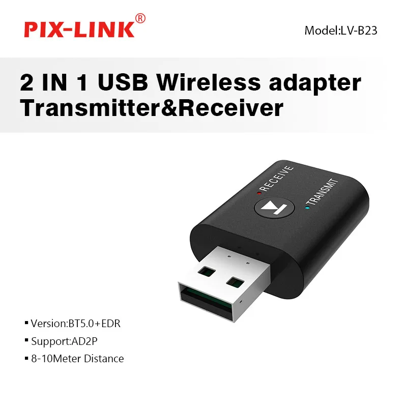 2 IN 1 USB Wireless 3.5mm Aux Transmitter Receiver Bluetooth Music Audio Adapter