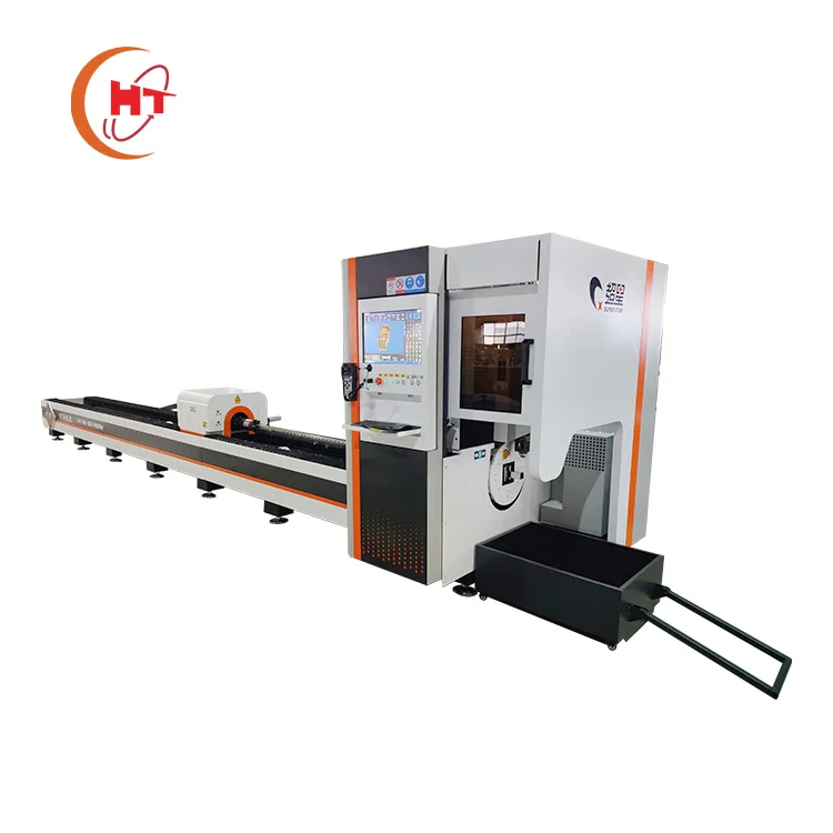 HT fiber laser tube cutting machine automatic laser square metal pipe cutter