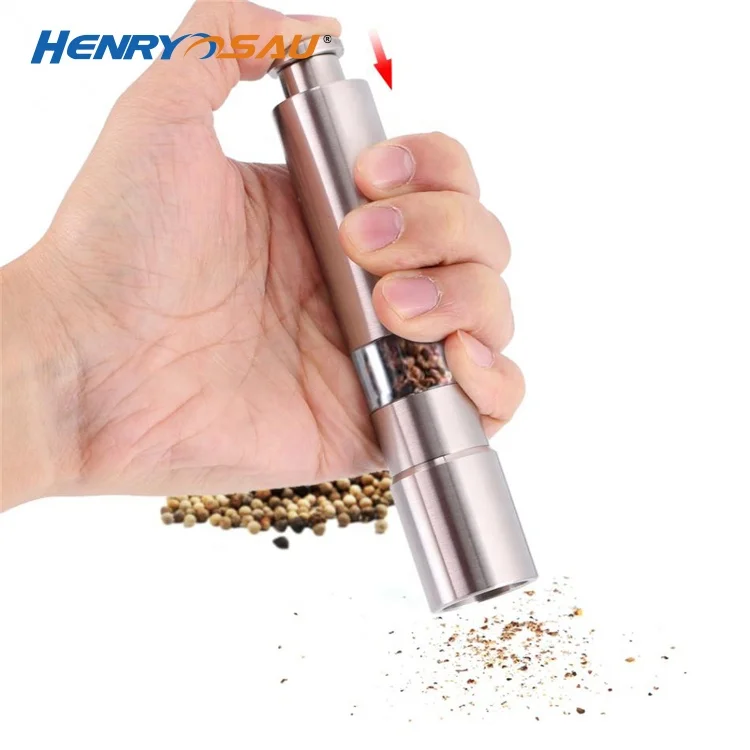 Nonslip Manual Pull Down Stainless Steel Core Acrylic Sea Salt And Pepper Grinder Set