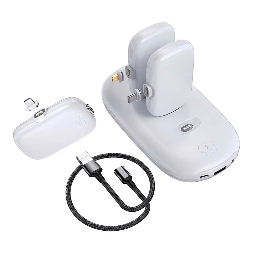 New 12500mAh High Capacity Portable Mini Finger Powerbank 3 in 1 Magnetic Power Bank