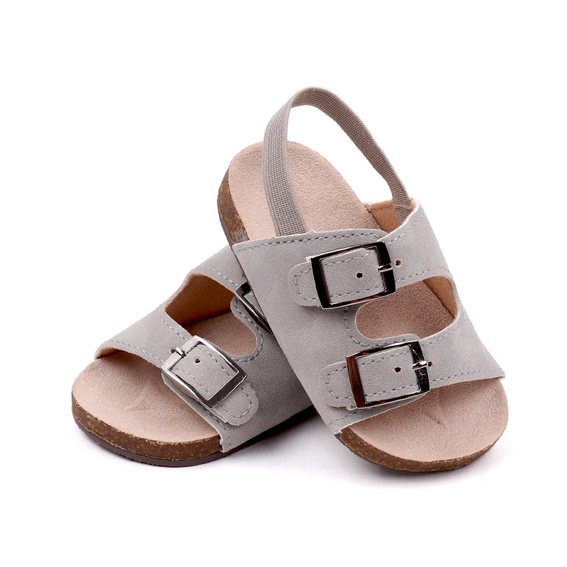 Summer baby wood bottom slippers with elastic back baby sandals hard soled non-slip toddler shoes