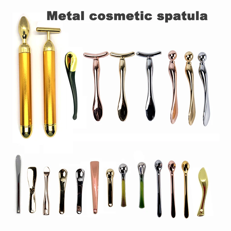 2022 Hot Selling Cosmetic Stick Little Spoon For Cosmetic Mini rose gold Spatula Cosmetic Cream Spoon