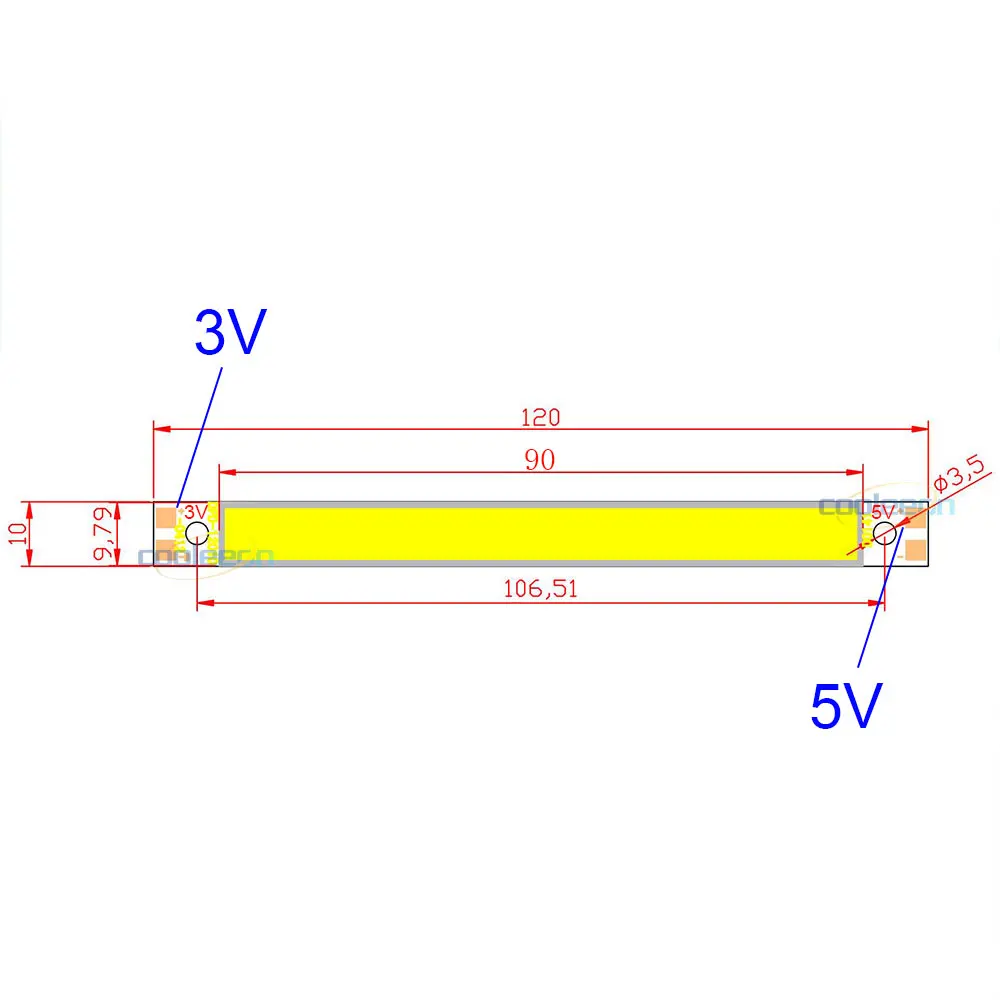 120x10mm 3V 5V COB Strip LED Light 5W Green Blue Red Yellow White Color for DIY Bulbs 3.7V USB Battery Powered LED Lighting