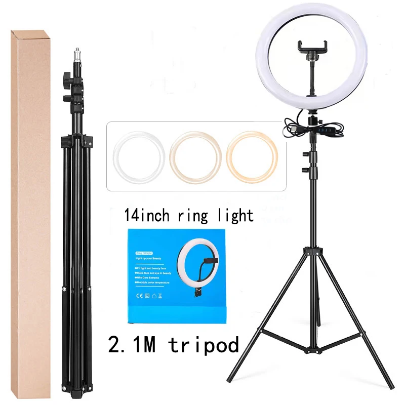 Camera Photo Studio Phone Video 14inch LED Ring Light 3200-6500K Dimmable Photography Ring Lamp