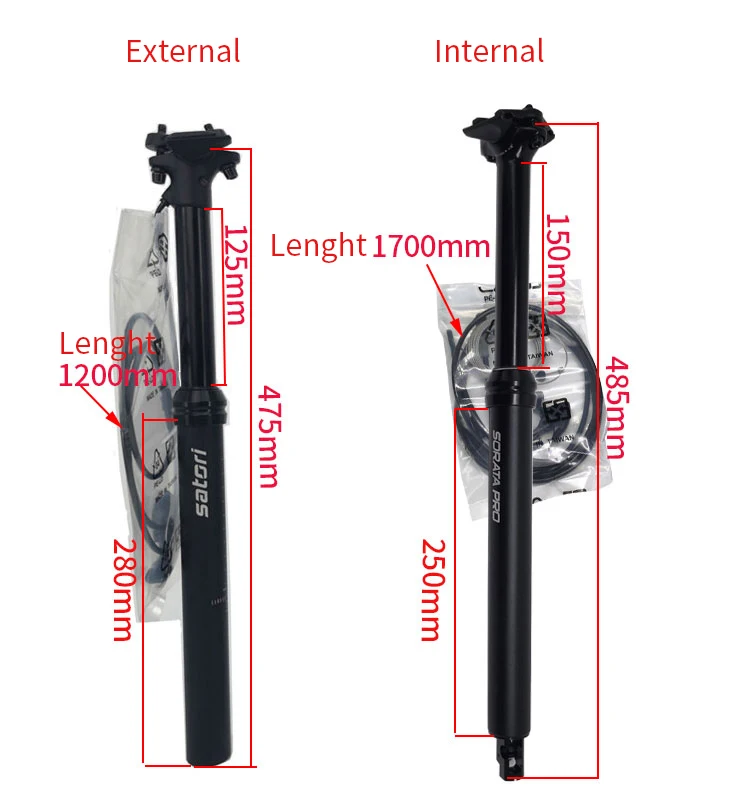 SATORI Bicycle Seat Post MTB Bike Wire Lift Dropper Seatpost 30.9mm 31.6mm External Internal Routing Bicycle Seat Suspension