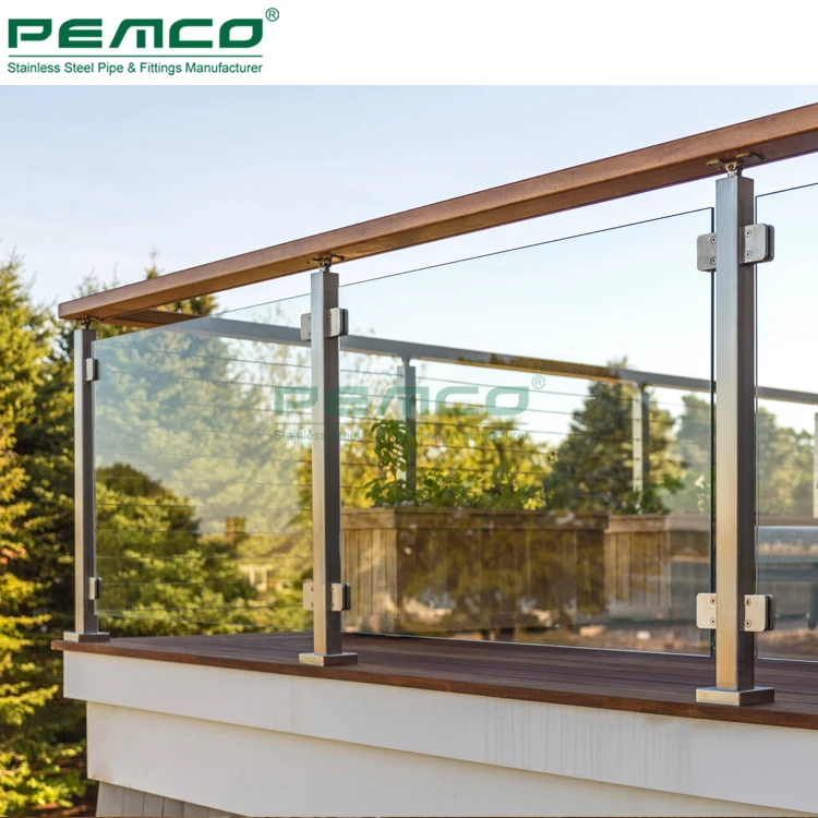 Stainless Steel Balustrade Glass Post Balcony Glass Railing For Deck China Manufacture