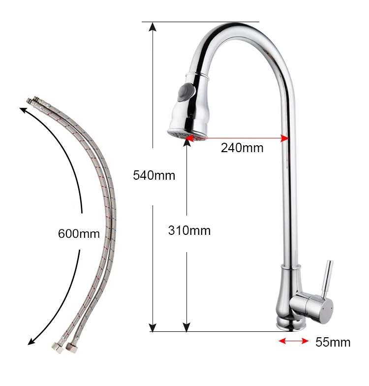 Hot Sale Kitchen Sink Extensible Pull Out Down Spray Faucet Made in China