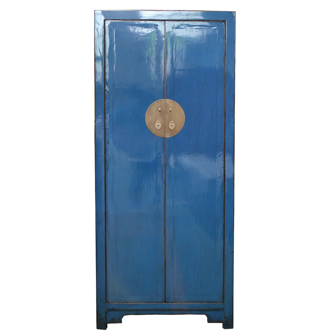 Restoration style furniture shinny lacquered solid wood wardrobe armoire