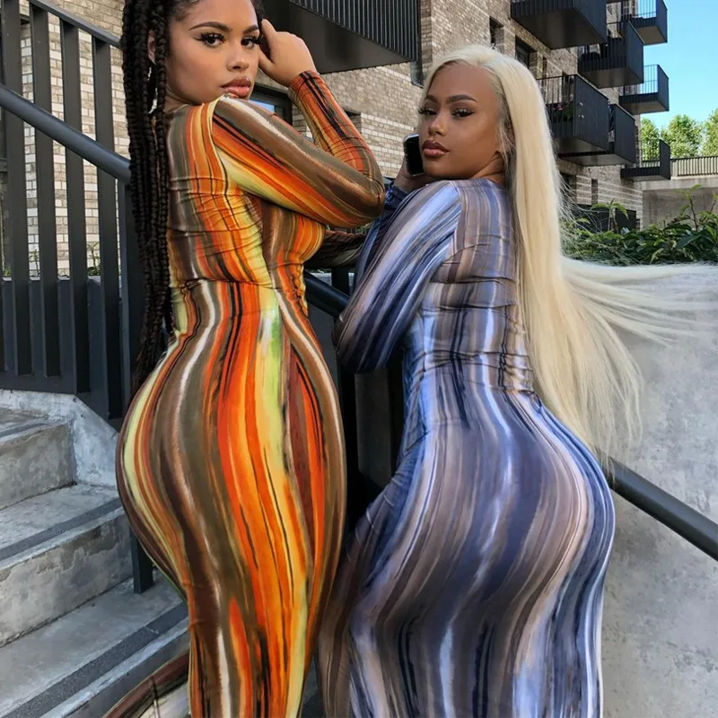  2021 Elegant Casual Dresses Women Clothing Fashion Custom Printed Sleeveless Midi Bodycon Fall Dress