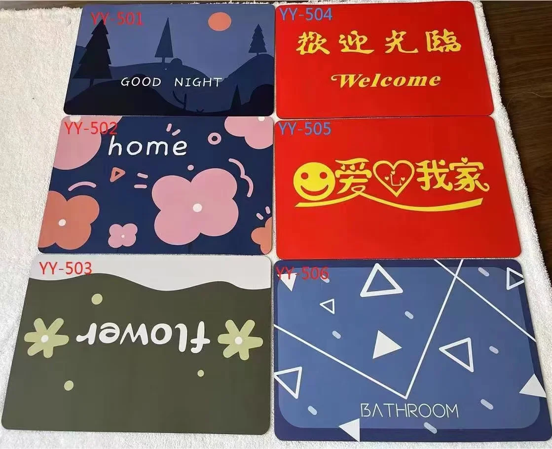 Rubber Anti-slip Soft Diatomite Bathroom pad quick dry bathroom rug Mat Water Absorbent bath mat