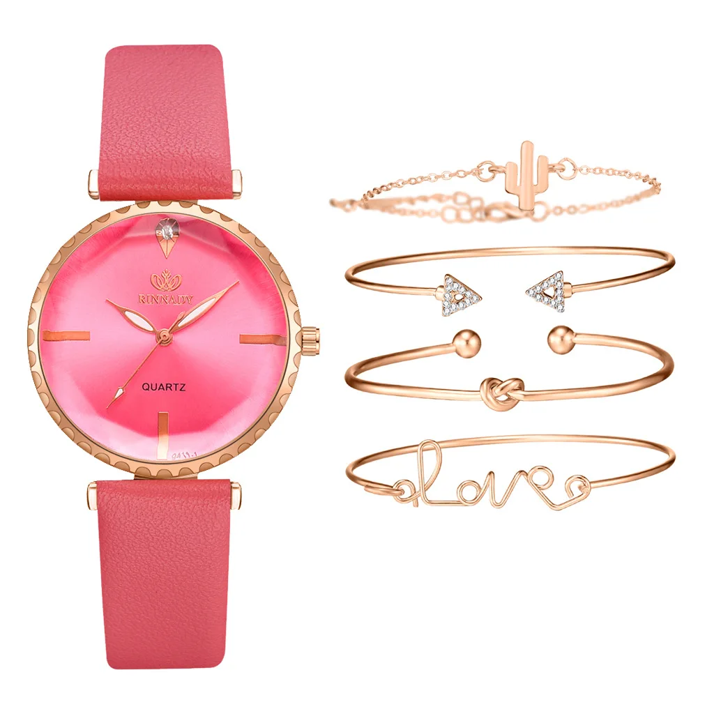 5pcs/set Fashion Women, Mesh Strap Wristwatch Rhinestone Crystal Bracelet Cute Cat Dial Quartz Analog Watch for Girls Friends/