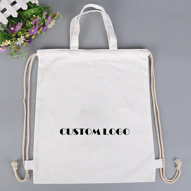 Wholesale Personalized Custom Printed Sports Canvas Cotton Drawstring Bag Backpacks Calico Drawstring Bags with logo