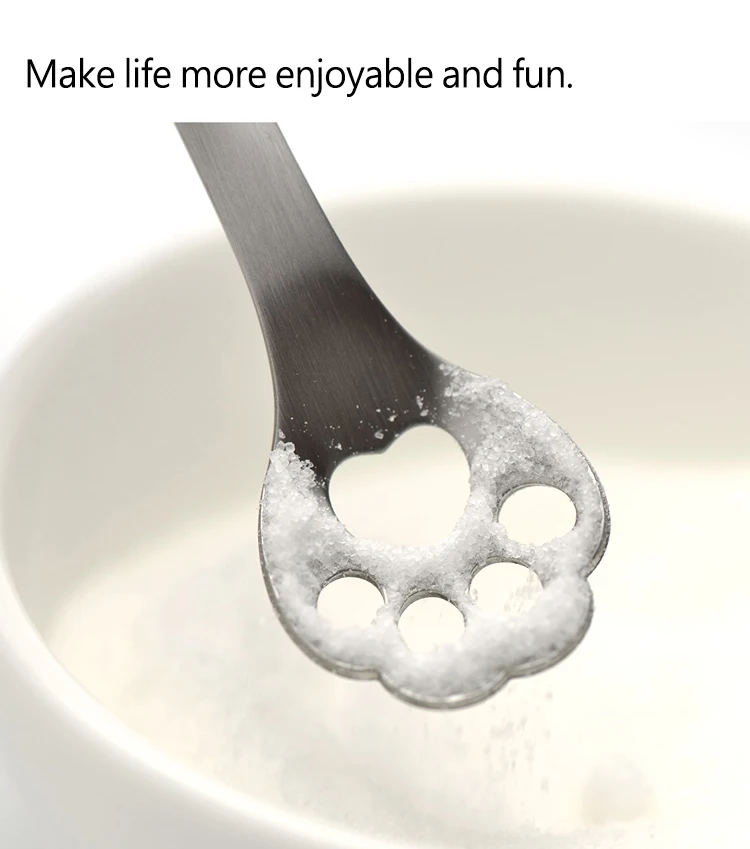 Sweet Design Cat Claw Spoon  Colored Cartoon Spoon Stainless Steel 304 Tea Spoon for Home