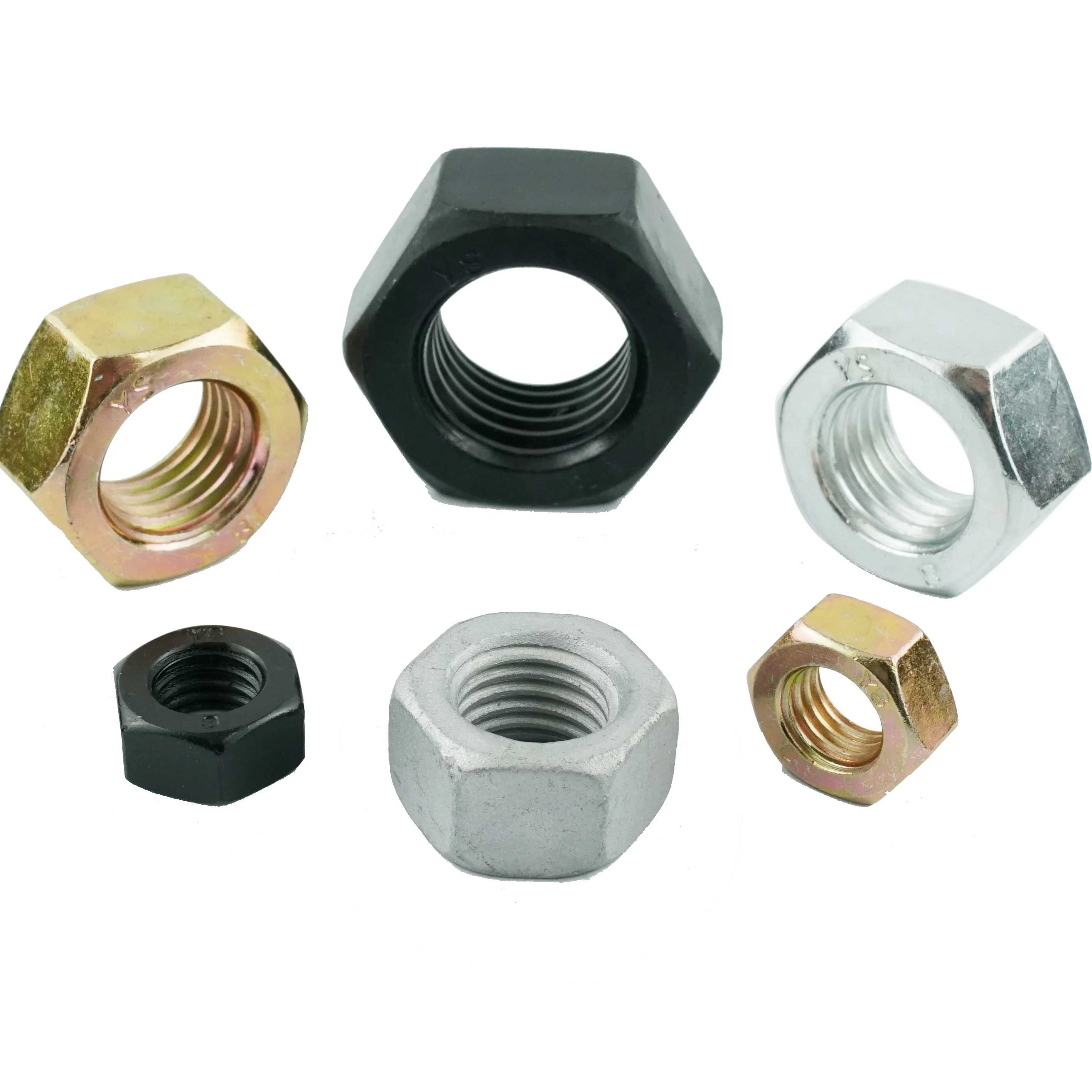 High Strength DIN934 Metric M3-M10 Tensile Fasteners Carbon Steel Clinch Nut Full Thread Zinc Plated Black Oxide Brass Hex Nut