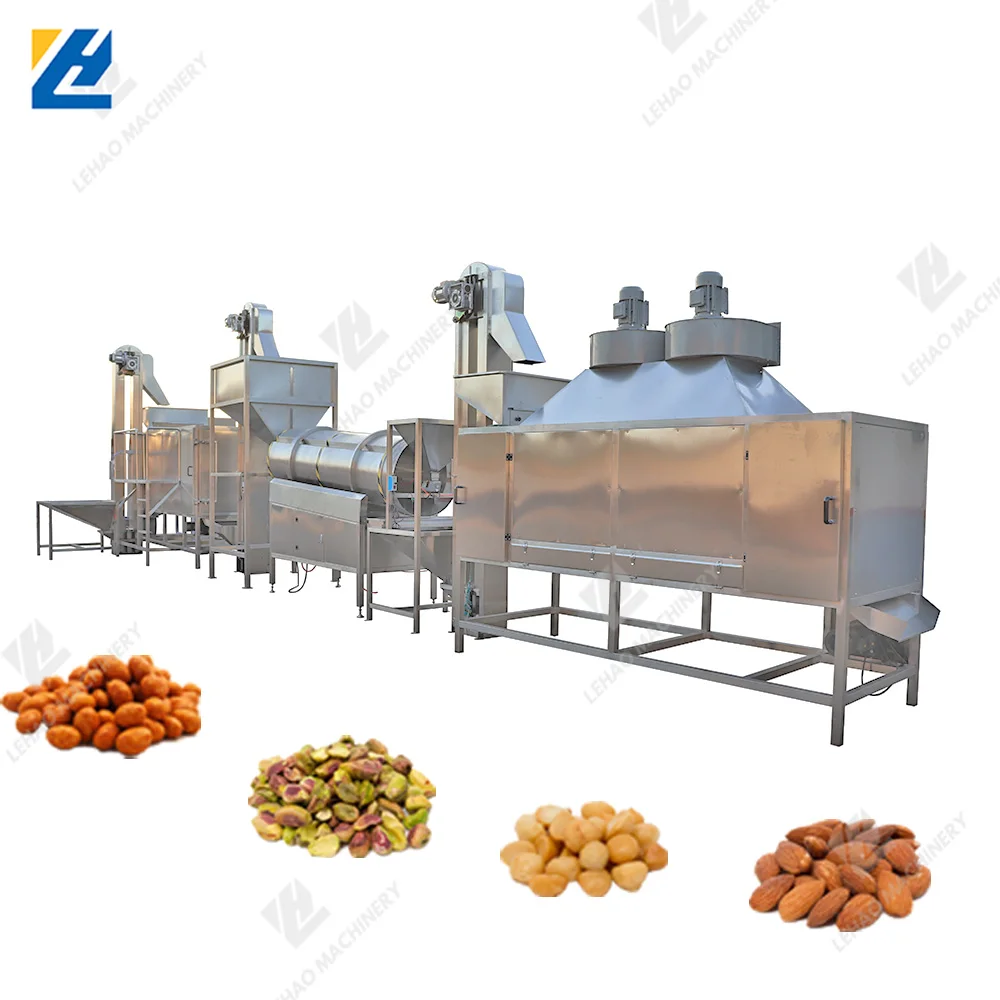 Industrial automatic cashew nuts mixing and roasting machine salted raw nuts roasters snacks seasoning processing equipment