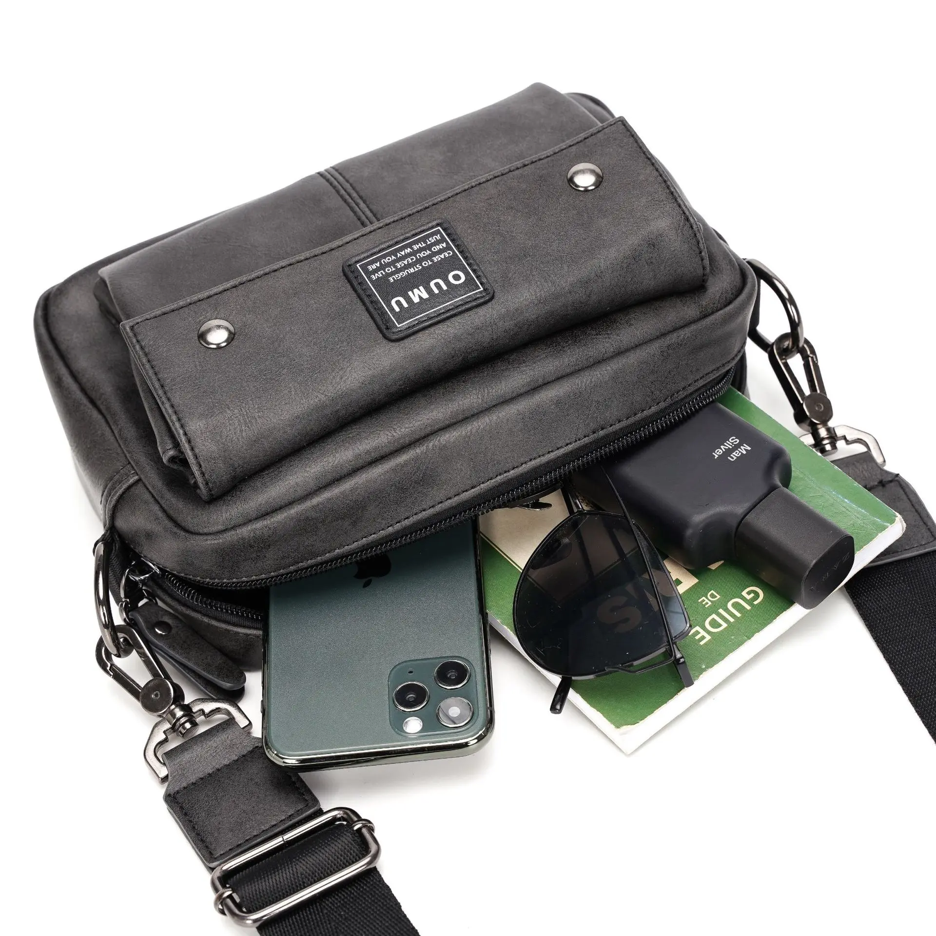 new fashion men leather shoulder bag custom design man leather bags high quality men crossbody bags for wholesale