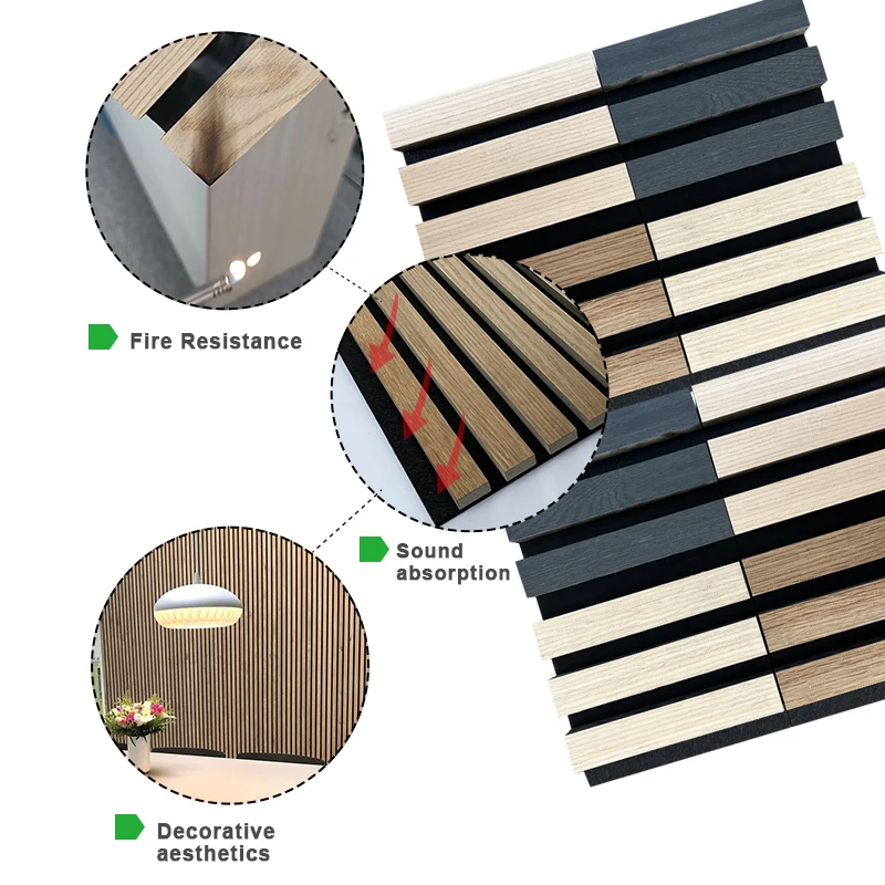 Decorative Flexible Wooden Mdf Oak Akupanels Board Slat Wood Panel Soundproof Wall Acoustic Panels
