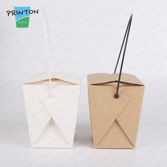 Printon оптовая продажа одноразовая коробка для выпечки на вынос упаковка пищевых макаронных изделий с ручкой