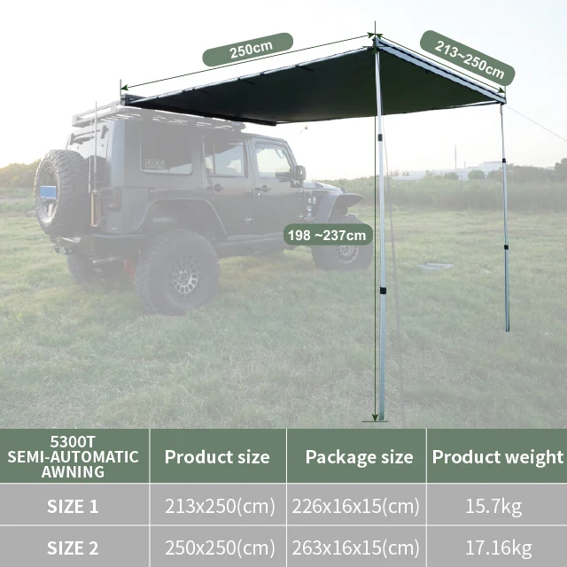Wareda Factory Price Oxford Awning Tent 4x4 Offroad Car Roof Side Awning Outdoor Camping Car Awning